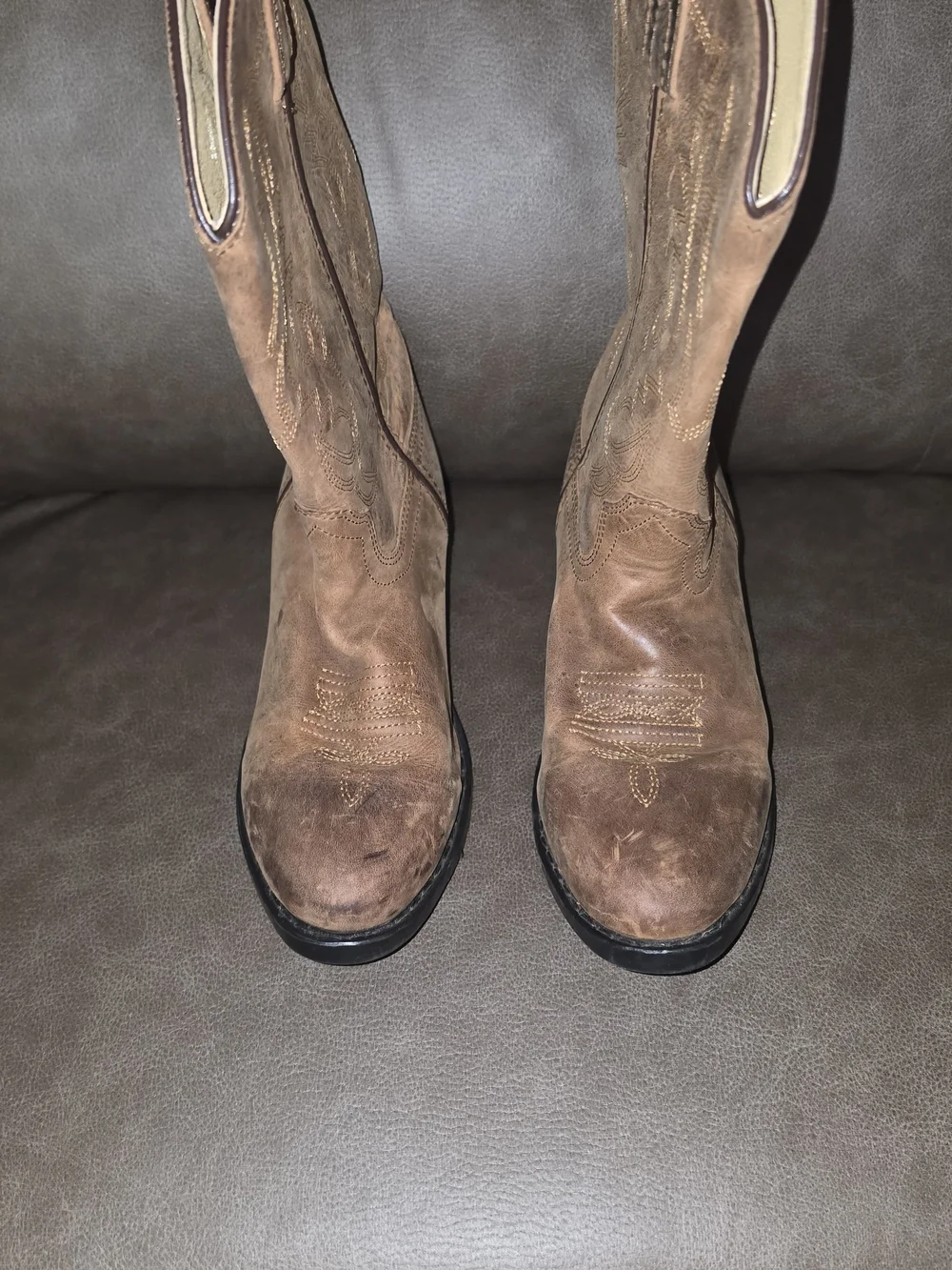 ​Cody James Kids Youth Size 5 D Brown Leather Western Cowboy Riding Boots 43034Y